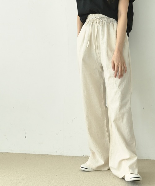 me+em select(ミームセレクト)の「コットンリネンスリットワイドパンツ(その他パンツ・レディース・ブラック/ブラウン/チャコールグレー/アイボリー・FREE)」の6枚目の写真