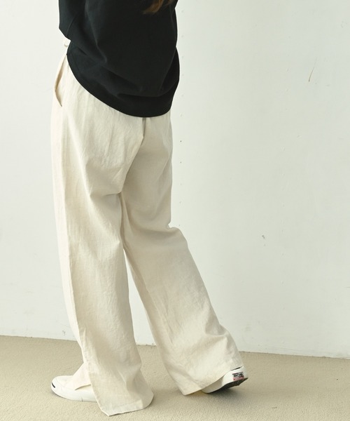 me+em select(ミームセレクト)の「コットンリネンスリットワイドパンツ(その他パンツ・レディース・ブラック/ブラウン/チャコールグレー/アイボリー・FREE)」の11枚目の写真