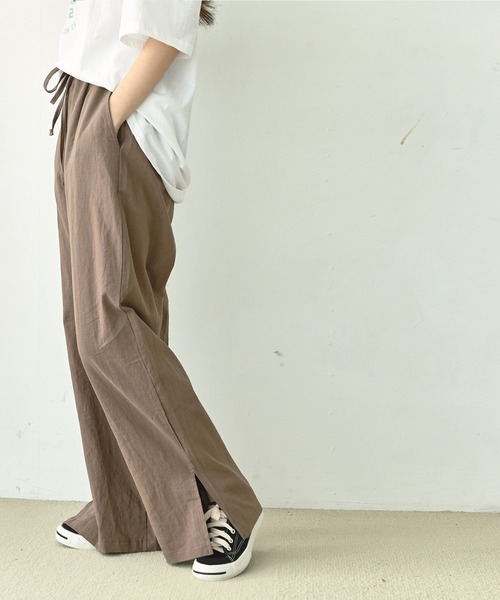 me+em select(ミームセレクト)の「コットンリネンスリットワイドパンツ(その他パンツ・レディース・ブラック/ブラウン/チャコールグレー/アイボリー・FREE)」の18枚目の写真