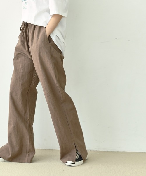 me+em select(ミームセレクト)の「コットンリネンスリットワイドパンツ(その他パンツ・レディース・ブラック/ブラウン/チャコールグレー/アイボリー・FREE)」の20枚目の写真
