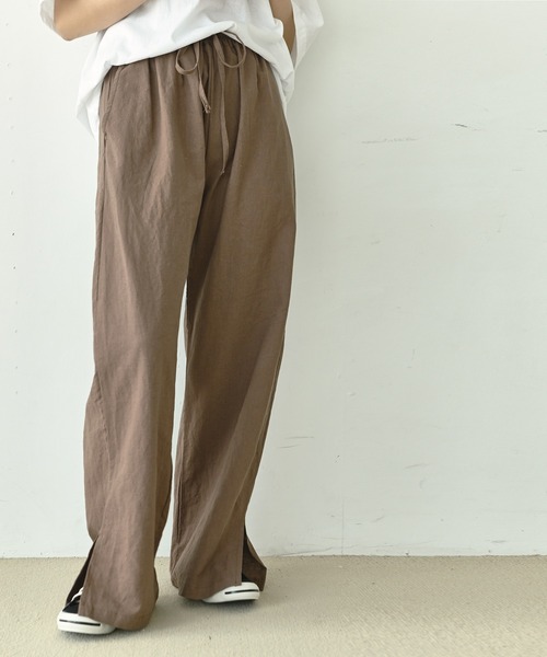 me+em select(ミームセレクト)の「コットンリネンスリットワイドパンツ(その他パンツ・レディース・ブラック/ブラウン/チャコールグレー/アイボリー・FREE)」の21枚目の写真
