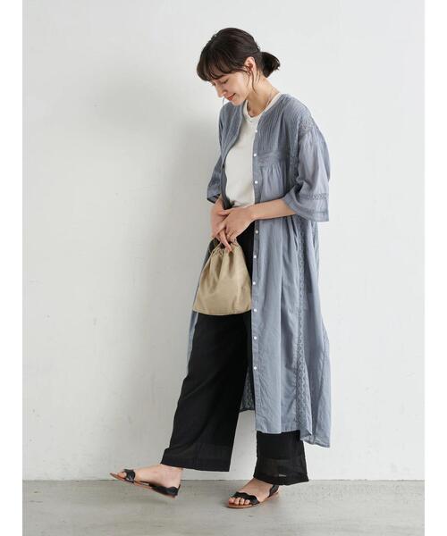 earth music&ecology（アースミュージックアンドエコロジー）の「ピンタックレースワンピース ＊（ワンピース・レディース・オフホワイト/サックスブルー/ベージュ/ブラック・FREE）」の15枚目の写真