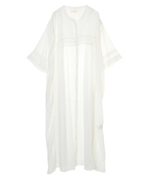 earth music&ecology（アースミュージックアンドエコロジー）の「ピンタックレースワンピース ＊（ワンピース・レディース・オフホワイト/サックスブルー/ベージュ/ブラック・FREE）」の8枚目の写真