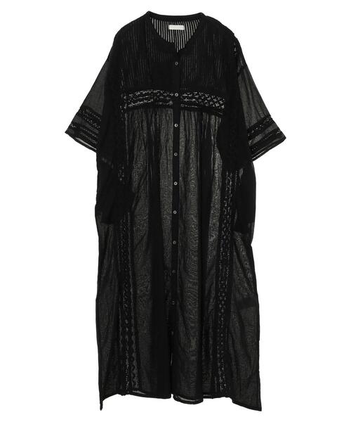 earth music&ecology（アースミュージックアンドエコロジー）の「ピンタックレースワンピース ＊（ワンピース・レディース・オフホワイト/サックスブルー/ベージュ/ブラック・FREE）」の7枚目の写真