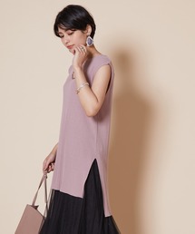 ノースリーブ  チュニック リブニット