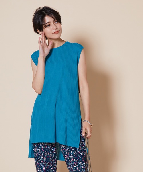 JETSET SOLO PLUS （ジェットセットソロプラス）の「ノースリーブ  チュニック リブニット（ニット/セーター・レディース・ブラウン/ピンク系その他/ブルーグリーン・FREE）」の3枚目の写真