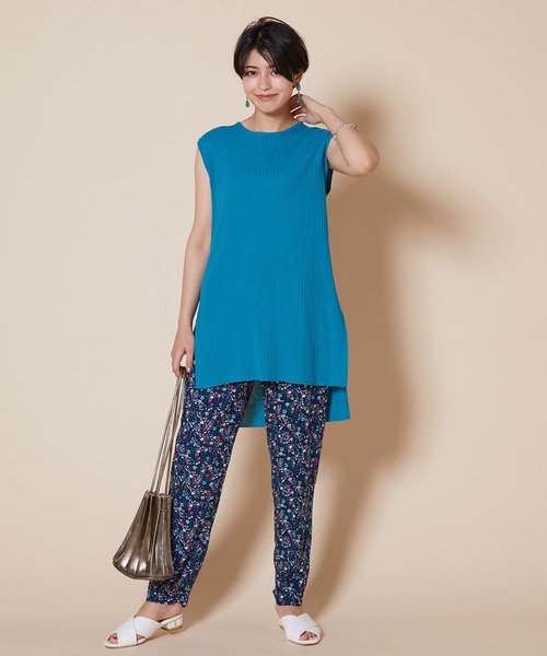 JETSET SOLO PLUS （ジェットセットソロプラス）の「ノースリーブ  チュニック リブニット（ニット/セーター・レディース・ブラウン/ピンク系その他/ブルーグリーン・FREE）」の14枚目の写真