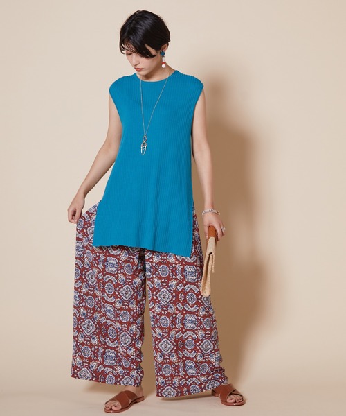 JETSET SOLO PLUS （ジェットセットソロプラス）の「ノースリーブ  チュニック リブニット（ニット/セーター・レディース・ブラウン/ピンク系その他/ブルーグリーン・FREE）」の16枚目の写真