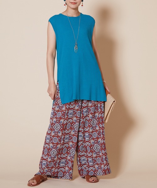 JETSET SOLO PLUS （ジェットセットソロプラス）の「ノースリーブ  チュニック リブニット（ニット/セーター・レディース・ブラウン/ピンク系その他/ブルーグリーン・FREE）」の11枚目の写真