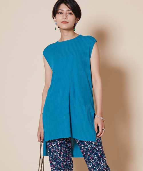 JETSET SOLO PLUS （ジェットセットソロプラス）の「ノースリーブ  チュニック リブニット（ニット/セーター・レディース・ブラウン/ピンク系その他/ブルーグリーン・FREE）」の20枚目の写真