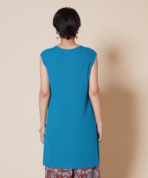 JETSET SOLO PLUS （ジェットセットソロプラス）の「ノースリーブ  チュニック リブニット（ニット/セーター・レディース・ブラウン/ピンク系その他/ブルーグリーン・FREE）」の18枚目の写真