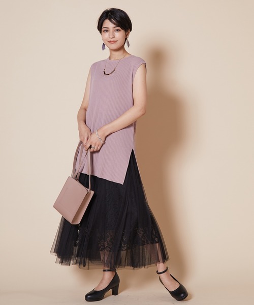 JETSET SOLO PLUS （ジェットセットソロプラス）の「ノースリーブ  チュニック リブニット（ニット/セーター・レディース・ブラウン/ピンク系その他/ブルーグリーン・FREE）」の8枚目の写真