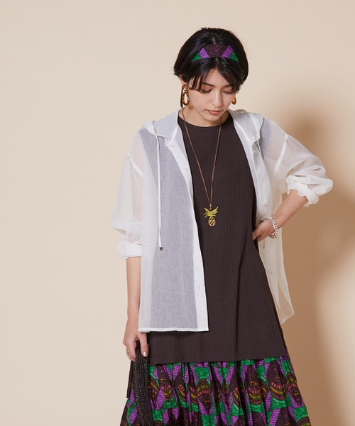 JETSET SOLO PLUS （ジェットセットソロプラス）の「ノースリーブ  チュニック リブニット（ニット/セーター・レディース・ブラウン/ピンク系その他/ブルーグリーン・FREE）」の15枚目の写真