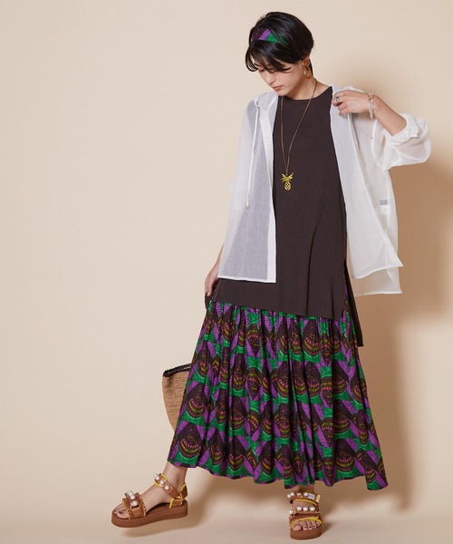 JETSET SOLO PLUS （ジェットセットソロプラス）の「ノースリーブ  チュニック リブニット（ニット/セーター・レディース・ブラウン/ピンク系その他/ブルーグリーン・FREE）」の6枚目の写真