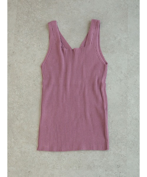 Sugar spoon（シュガースプーン）の「・SUGAR SPOON 2wayリブニットタンク＊（タンクトップ・レディース・チャコールグレー/パープル/オレンジ/アイボリー/モカ/ブルーグリーン・FREE）」の5枚目の写真