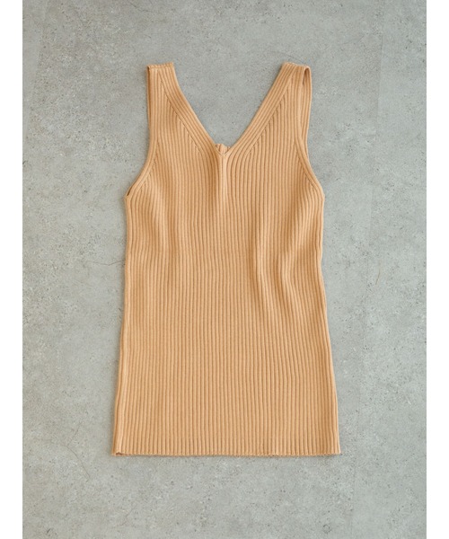 Sugar spoon（シュガースプーン）の「・SUGAR SPOON 2wayリブニットタンク＊（タンクトップ・レディース・チャコールグレー/パープル/オレンジ/アイボリー/モカ/ブルーグリーン・FREE）」の6枚目の写真