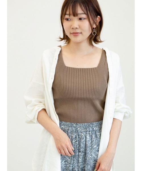 Sugar spoon（シュガースプーン）の「・SUGAR SPOON 2wayリブニットタンク＊（タンクトップ・レディース・チャコールグレー/パープル/オレンジ/アイボリー/モカ/ブルーグリーン・FREE）」の4枚目の写真