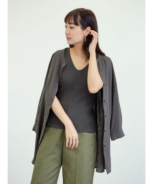 Sugar spoon（シュガースプーン）の「・SUGAR SPOON 2wayリブニットタンク＊（タンクトップ・レディース・チャコールグレー/パープル/オレンジ/アイボリー/モカ/ブルーグリーン・FREE）」の8枚目の写真