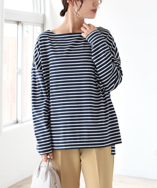 B:MING by BEAMS(ビーミングバイビームス)の「B:MING by BEAMS / ボーダー ロングスリーブ Tシャツ 21AW(Tシャツ/カットソー・レディース・ホワイト系/ホワイト系1/ネイビー系・ONE SIZE)」の1枚目の写真