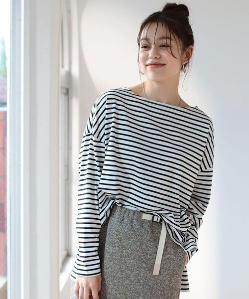 B:MING by BEAMS(ビーミングバイビームス)の「B:MING by BEAMS / ボーダー ロングスリーブ Tシャツ 21AW(Tシャツ/カットソー・レディース・ホワイト系/ホワイト系1/ネイビー系・ONE SIZE)」の4枚目の写真