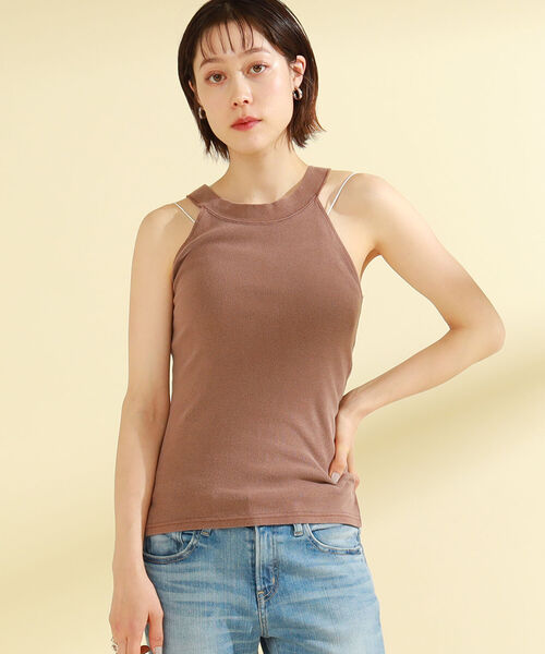 Ray BEAMS（レイビームス）の「Ray BEAMS High Basic / ホルターネック タンクトップ（タンクトップ・レディース・ブラック/ダークブラウン/ベージュ・ONE SIZE）」の6枚目の写真