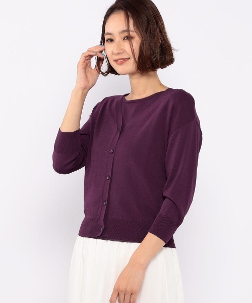 MEW'S REFINED CLOTHES（ミューズリファインドクローズ）の「接触冷感Vネックカーディガン（カーディガン/ボレロ・レディース・ホワイト/ブラック/モカ/パープル・MEDIUM）」の4枚目の写真