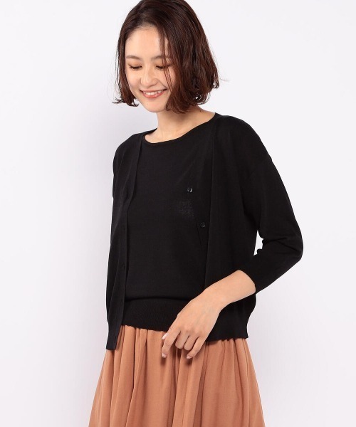 MEW'S REFINED CLOTHES（ミューズリファインドクローズ）の「接触冷感Vネックカーディガン（カーディガン/ボレロ・レディース・ホワイト/ブラック/モカ/パープル・MEDIUM）」の3枚目の写真