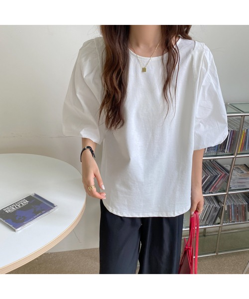 MAISON BREEZE(メゾンブリーズ)の「【MAISON BREEZE】クルーネックワイドブロードT(Tシャツ/カットソー・レディース・ホワイト・FREE)」の9枚目の写真