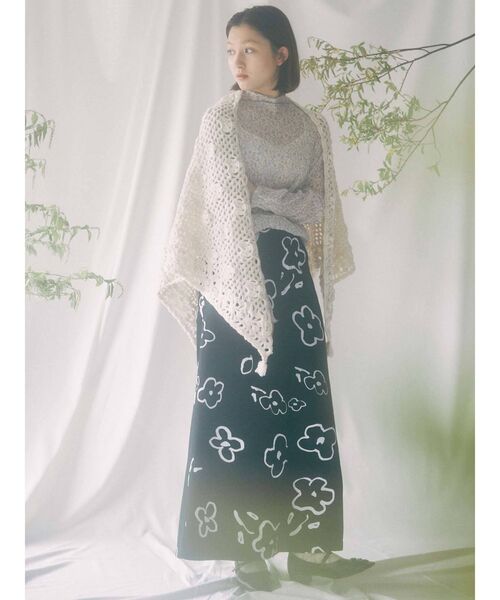 merry jenny（メリージェニー）の「【セットアップ】drawing gardenツイルスカート（スカート・レディース・ブラック/オフホワイト・FREE）」の14枚目の写真