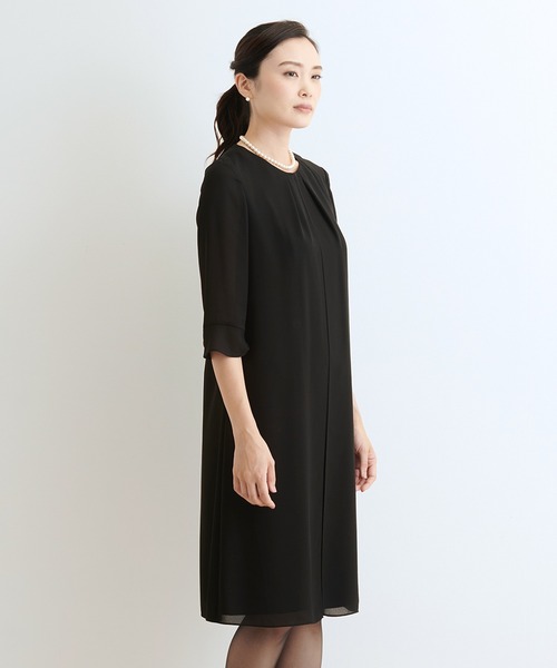 洗えるシフォンレイヤードワンピース 喪服 礼服