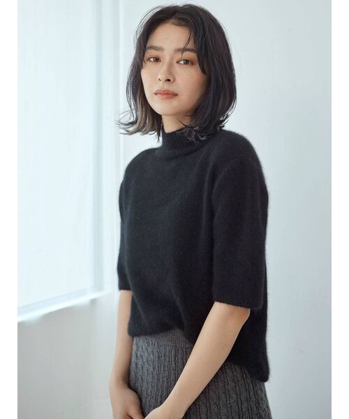 Ungrid（アングリッド）の「ハイネックハーフスリーブニット（ニット/セーター・レディース・アイボリー/ブラック/モカ・FREE）」の7枚目の写真