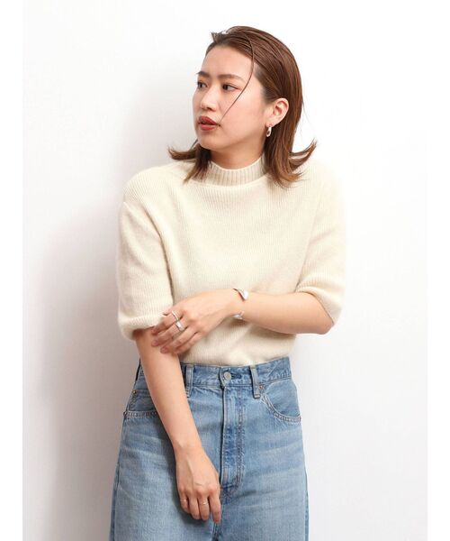 Ungrid（アングリッド）の「ハイネックハーフスリーブニット（ニット/セーター・レディース・アイボリー/ブラック/モカ・FREE）」の8枚目の写真