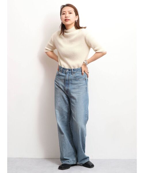 Ungrid（アングリッド）の「ハイネックハーフスリーブニット（ニット/セーター・レディース・アイボリー/ブラック/モカ・FREE）」の6枚目の写真