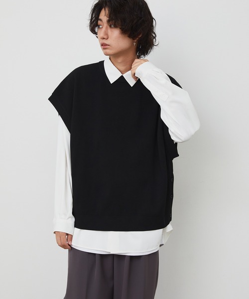 JUNRED(ジュンレッド)の「サイドボタンルーズベスト(ベスト・メンズ・ブラック/ライトグリーン/ベージュ系その他・M/L)」の10枚目の写真