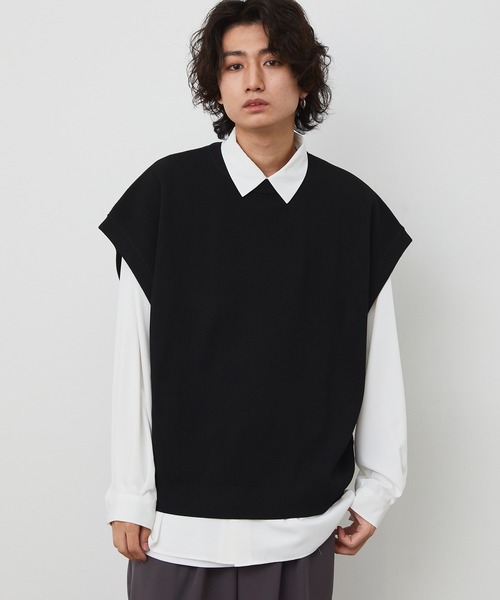 JUNRED(ジュンレッド)の「サイドボタンルーズベスト(ベスト・メンズ・ブラック/ライトグリーン/ベージュ系その他・M/L)」の4枚目の写真