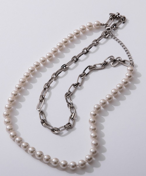 Adoon plain（アドーンプレーン）の「【Adoon plain】パールチェーンネックレス（ネックレス・メンズ・ライトグレー・FREE）」の7枚目の写真