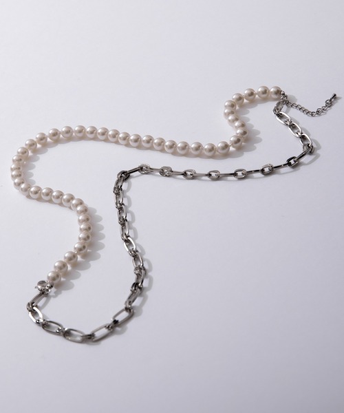 Adoon plain（アドーンプレーン）の「【Adoon plain】パールチェーンネックレス（ネックレス・メンズ・ライトグレー・FREE）」の6枚目の写真