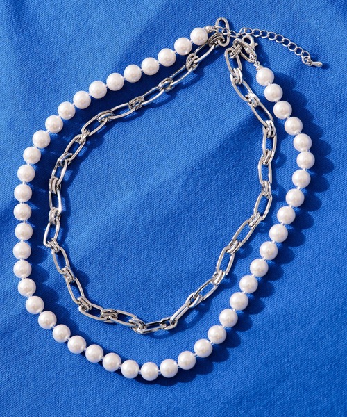 Adoon plain（アドーンプレーン）の「【Adoon plain】パールチェーンネックレス（ネックレス・メンズ・ライトグレー・FREE）」の8枚目の写真