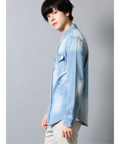 semantic design（セマンティックデザイン）の「セマンティックデザイン/semantic design ダメージデニム 長袖シャツアウター（シャツ/ブラウス・メンズ・ネイビー/ブルー・LARGE/X-LARGE/MEDIUM）」の4枚目の写真