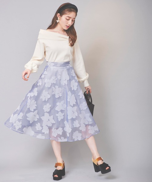 31 Sons de mode（トランテアン　ソン　ドゥ　モード）の「オフショル風リボンニット（ニット/セーター・レディース・ブラック/オフホワイト/ローズ/サックスブルー・36）」の14枚目の写真