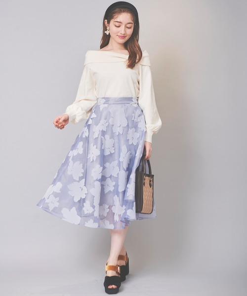 31 Sons de mode（トランテアン　ソン　ドゥ　モード）の「オフショル風リボンニット（ニット/セーター・レディース・ブラック/オフホワイト/ローズ/サックスブルー・36）」の15枚目の写真