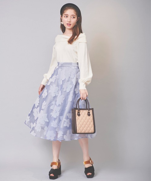 31 Sons de mode（トランテアン　ソン　ドゥ　モード）の「オフショル風リボンニット（ニット/セーター・レディース・ブラック/オフホワイト/ローズ/サックスブルー・36）」の16枚目の写真