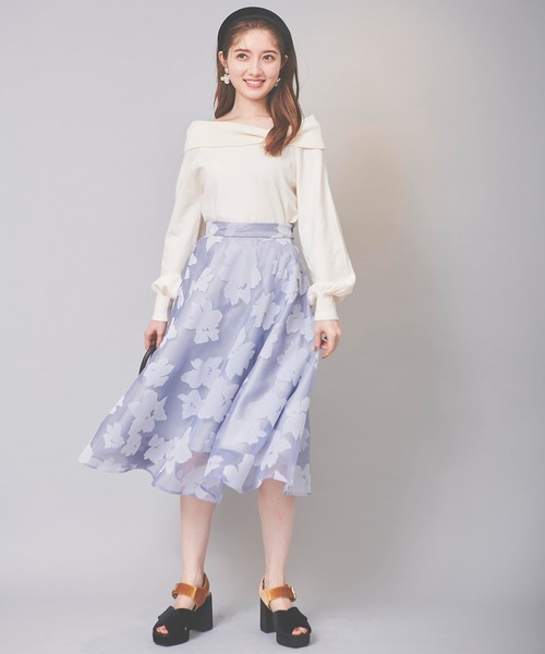 31 Sons de mode（トランテアン　ソン　ドゥ　モード）の「オフショル風リボンニット（ニット/セーター・レディース・ブラック/オフホワイト/ローズ/サックスブルー・36）」の17枚目の写真