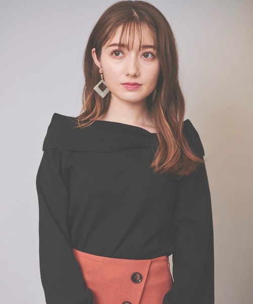 31 Sons de mode（トランテアン　ソン　ドゥ　モード）の「オフショル風リボンニット（ニット/セーター・レディース・ブラック/オフホワイト/ローズ/サックスブルー・36）」の19枚目の写真