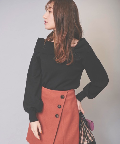 31 Sons de mode（トランテアン　ソン　ドゥ　モード）の「オフショル風リボンニット（ニット/セーター・レディース・ブラック/オフホワイト/ローズ/サックスブルー・36）」の20枚目の写真