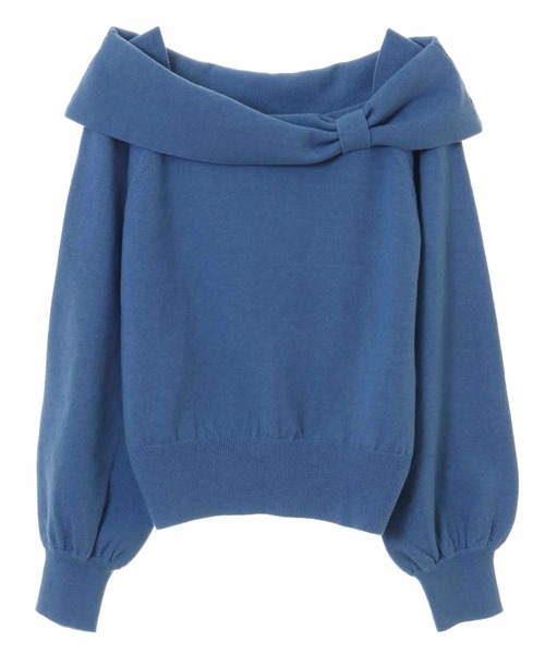 31 Sons de mode（トランテアン　ソン　ドゥ　モード）の「オフショル風リボンニット（ニット/セーター・レディース・ブラック/オフホワイト/ローズ/サックスブルー・36）」の8枚目の写真