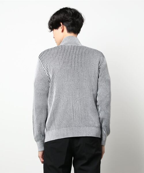 HIDEAWAYS NICOLE（ハイダウェイニコル）の「スタンドリブニットブルゾン（カーディガン/ボレロ・メンズ・ホワイト×ブラック/ホワイト×グレー/ブラック×ホワイト/レッド系その他・MEDIUM/LARGE/X-LARGE）」の6枚目の写真