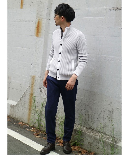 HIDEAWAYS NICOLE（ハイダウェイニコル）の「スタンドリブニットブルゾン（カーディガン/ボレロ・メンズ・ホワイト×ブラック/ホワイト×グレー/ブラック×ホワイト/レッド系その他・MEDIUM/LARGE/X-LARGE）」の19枚目の写真