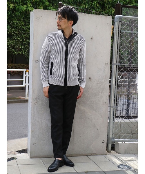 HIDEAWAYS NICOLE（ハイダウェイニコル）の「スタンドリブニットブルゾン（カーディガン/ボレロ・メンズ・ホワイト×ブラック/ホワイト×グレー/ブラック×ホワイト/レッド系その他・MEDIUM/LARGE/X-LARGE）」の20枚目の写真