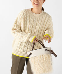 【OLDDERBY KNITWEAR/オールドダービーニットウエア】別注アランケーブル配色プルオーバーニット